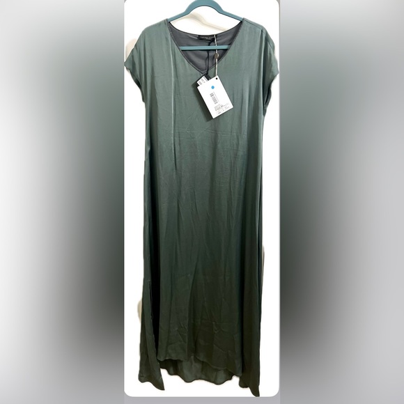 NWT Fabiana Filippi Green Silk Satin Long Dress with Pockets - Picture 5 of 11